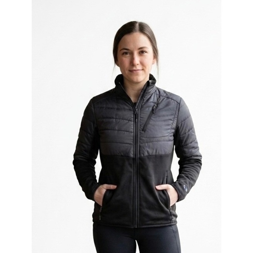 Champion Black Quilted Fleece Jacket Women's - Gorpcore Techwear Aesthetic Small